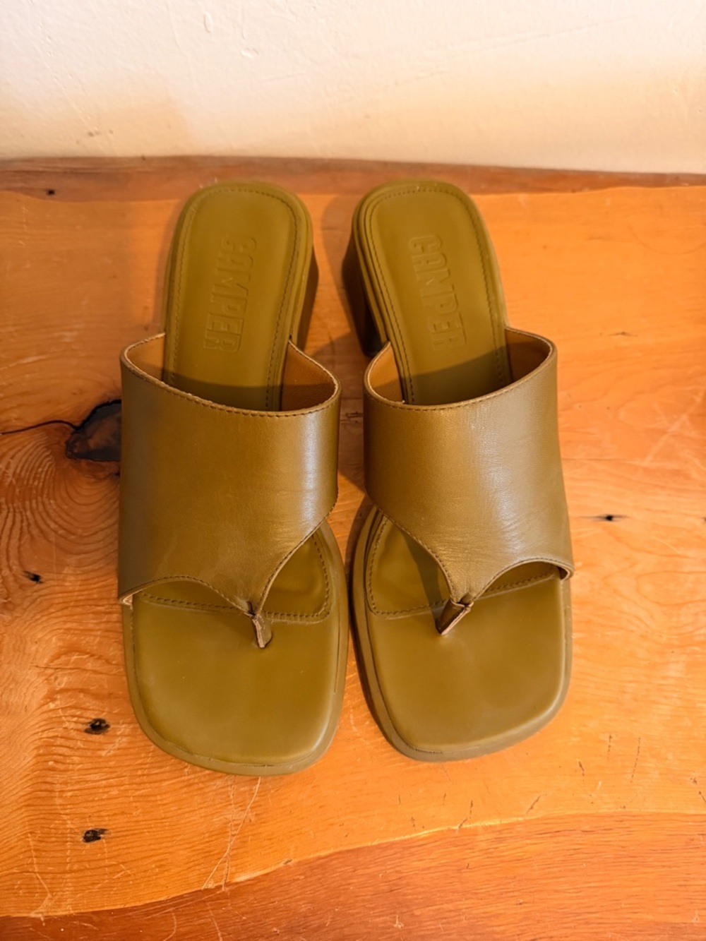 Camper Olive Green Slide Sandals for Women
